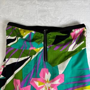 Roxy Strapless Floral Tube Dress Women Large Green Pink Tropical Beach